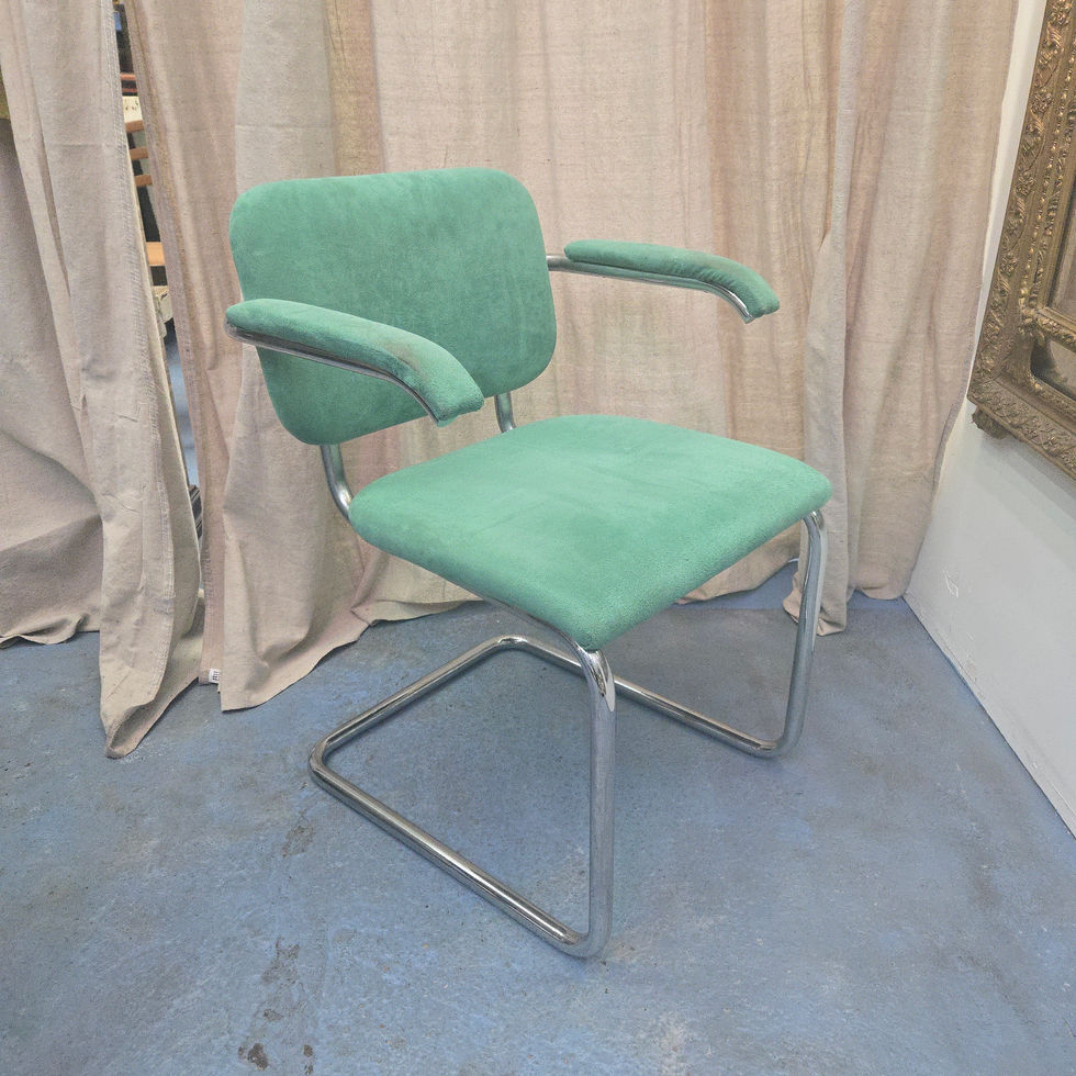 ON HOLD: Green and Chrome Chairs - set of 6