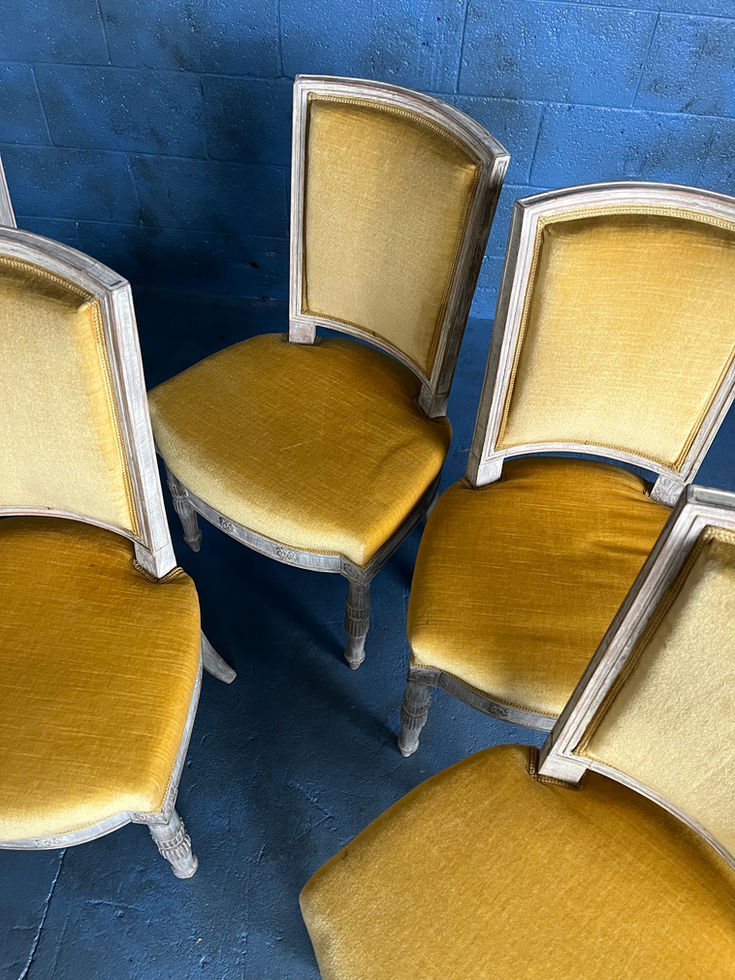 Set of (6) 1920s Directoire-Style Yellow Mohair French Chairs