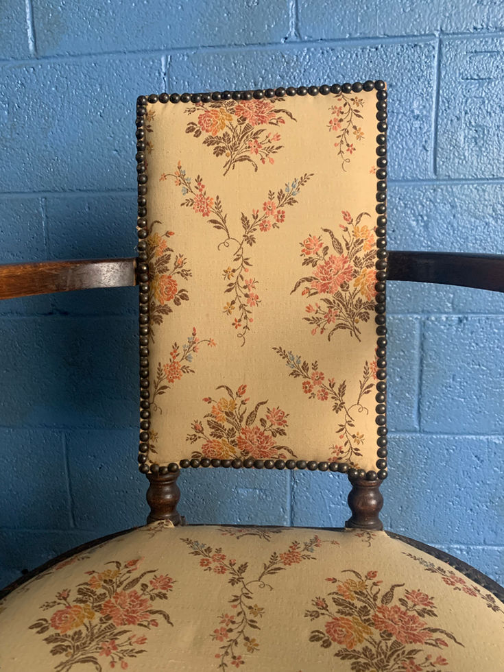 Set of 2 1930's Neo-Basque French Armchairs Carved Wood