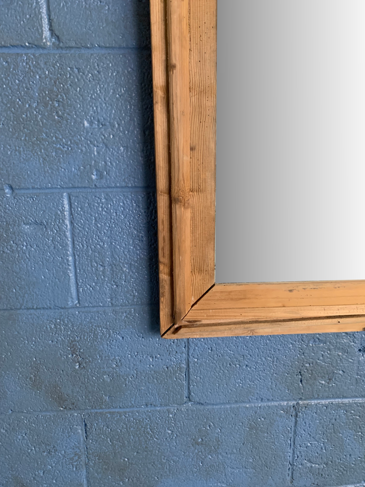 Rustic Wood and Plaster Patina Mirror with Original Glass French circa 1900