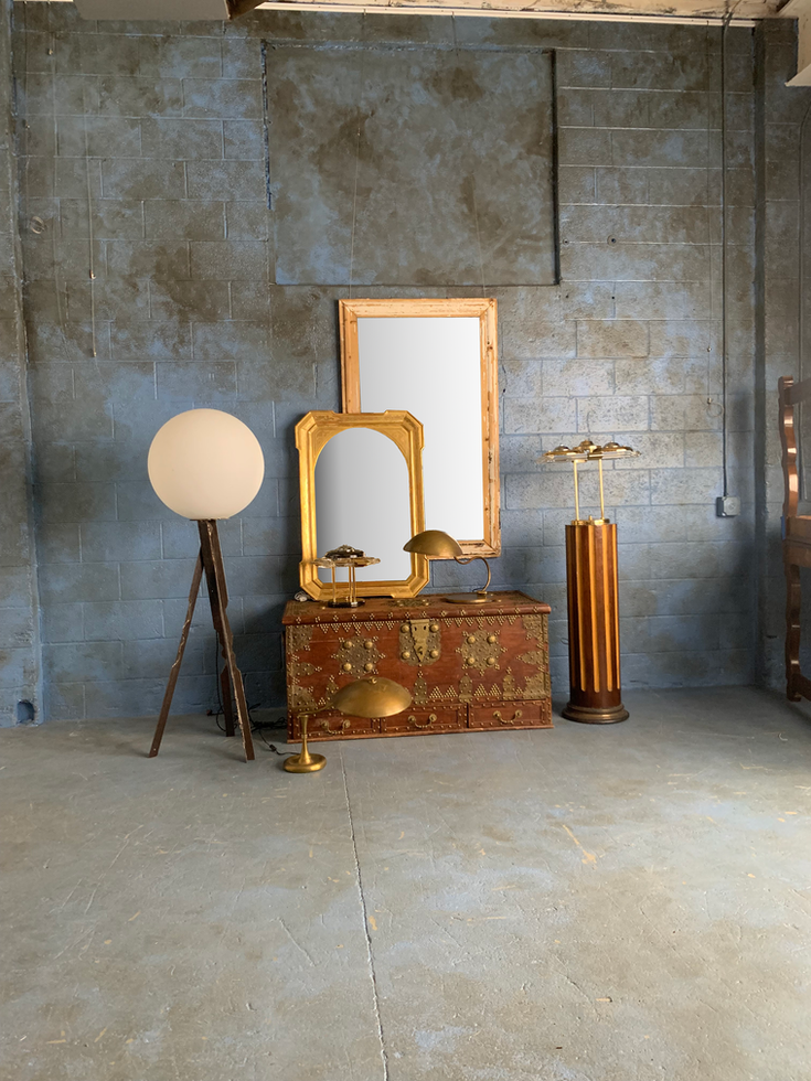 French Rustic Wood and Plaster Circa 1990 Patina Mirror with Original Glass