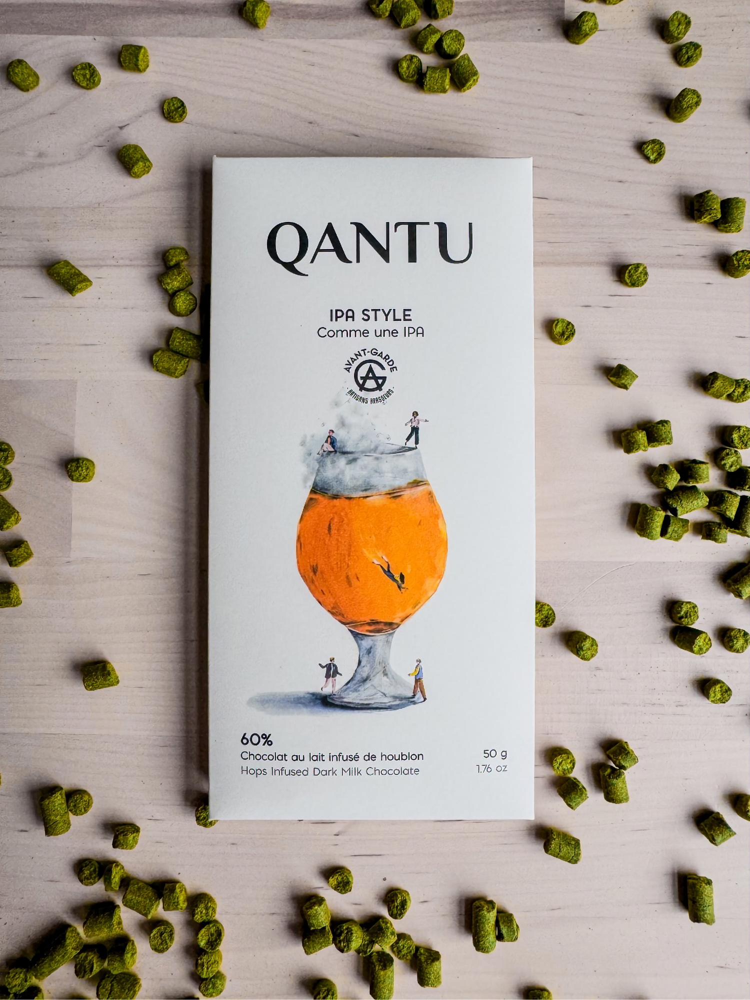 Comme une IPA! Chocolat au lait 60% infusé au houblon