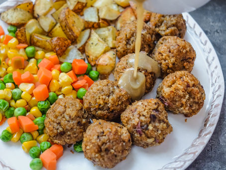 Meaty Mushroom Quinoa Meatballs and Gravy