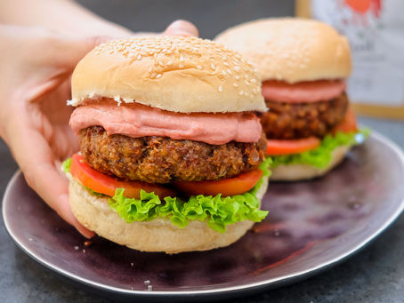 Vegan Mushroom Burgers with Beet Hummus
