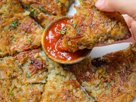 3-Ingredient Crispy Potato Hash Pancake with Marinara Sauce