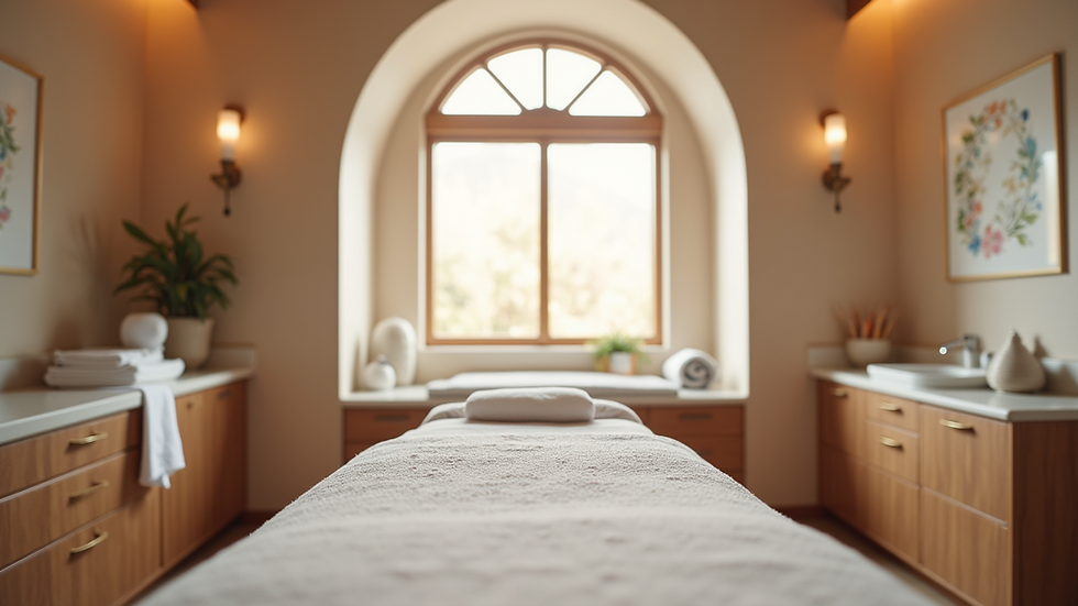 Eye-level view of modern wellness center treatment room