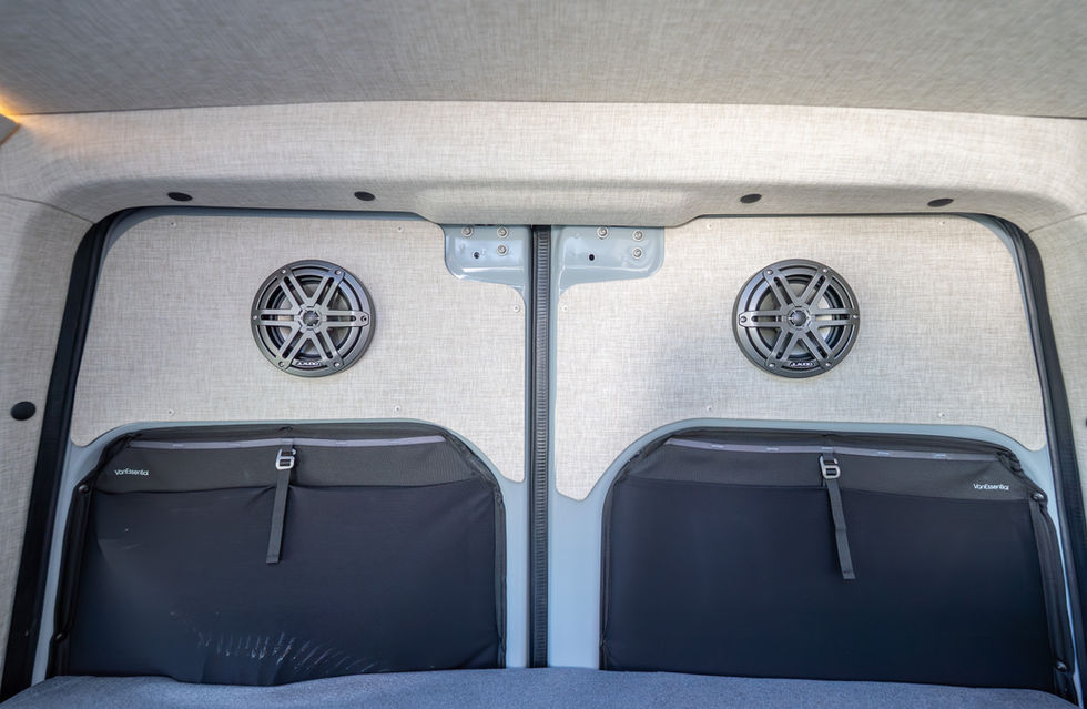 Premium JL Audio Speakers in a 2025 Sundance Kid 170 Pro-X Offroad Off-Grid Camper Van by Off Highway Van