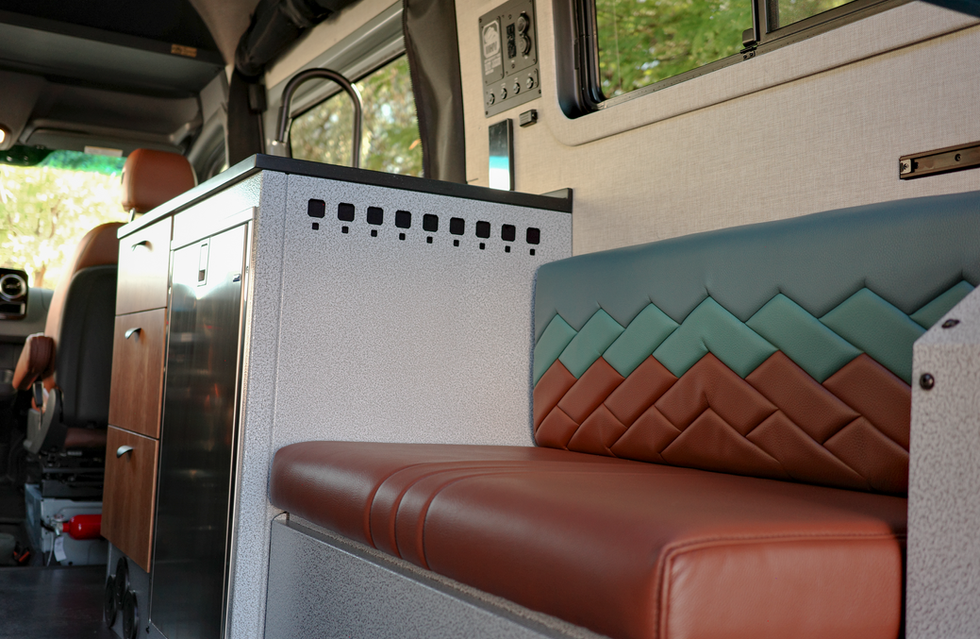 Custom Seating in a 2026 Davey Jackson 170 Off Road Camper Van Interior Designed by Off Highway Van