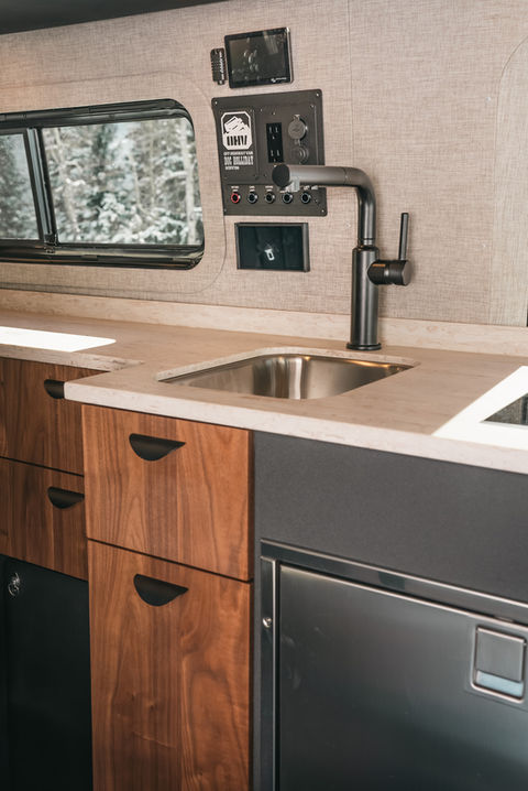 2026 Off Highway Van Doc Holliday 170 Offroad Off-Grid Mercedes Sprinter Camper Van Kitchen