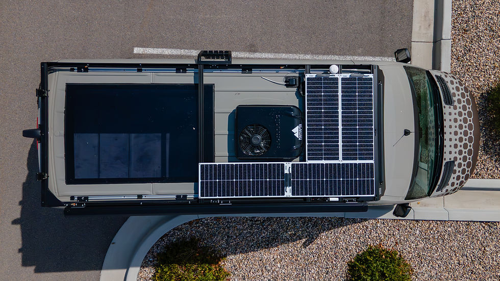 Solar Energy Charging Input for a 2026 Off Highway Van Luxury Offroad Off-Grid Mercedes Benz Sprinter Camper Van