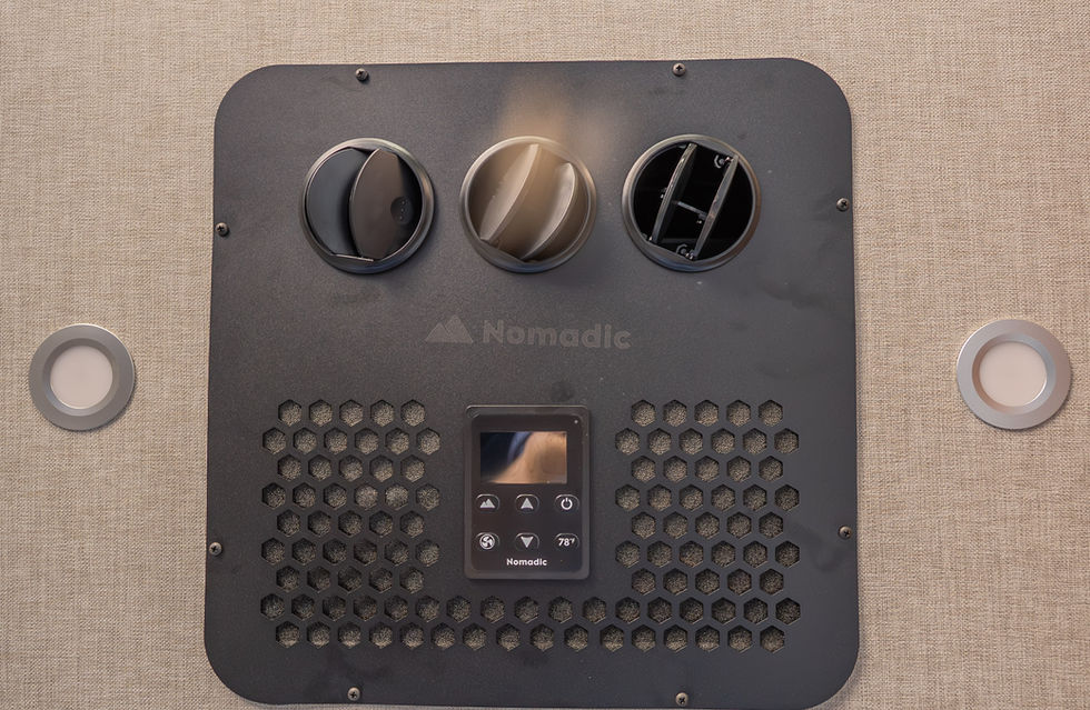 Nomadic 48V Camper Van A/C System in a 2025 Doc Holliday 170 Pro-X Off-Grid Camper Van Interior by Off Highway Van 
