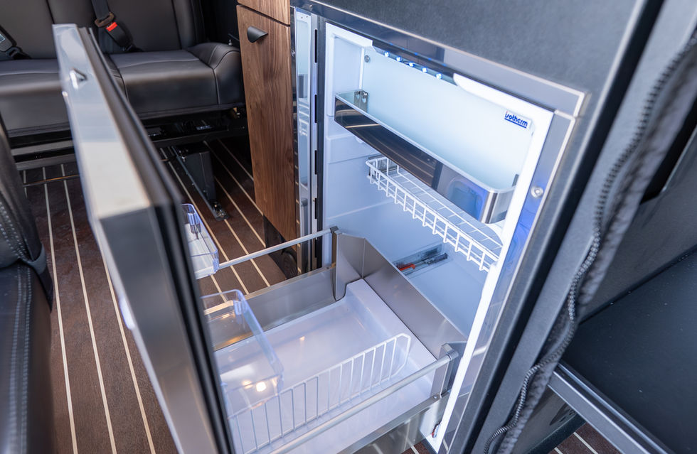 IsoTherm 130L Refridgerator  in a 2025 Doc Holliday 170 Pro-X Off-Grid Camper Van Interior by Off Highway Van 