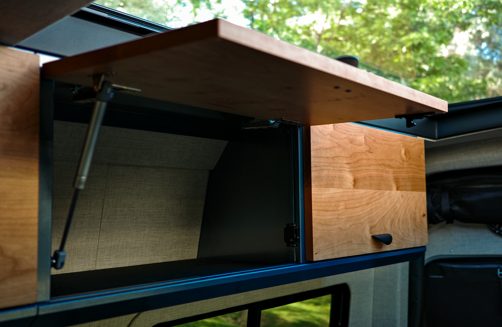 Custom Cabinetry in a 2026 Davey Jackson 170 Off Road Camper Van Kitchen Designed by Off Highway Van