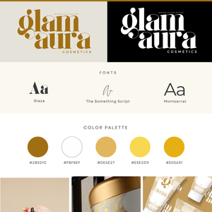 cosmetic brand, skincare, glamaura, branding, brand kit, marketing, design