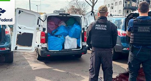 Operação conjunta entre Receita Federal e Polícia Federal apreende grande carga de mercadorias contrabandeadas em Foz do Iguaçu