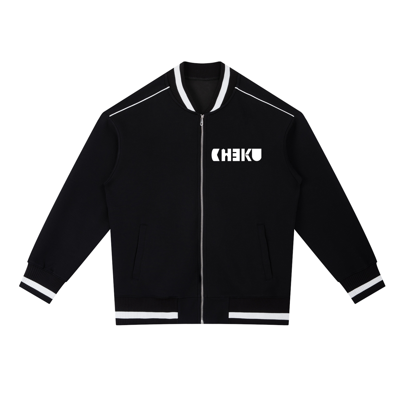 Contrast Piping Zip Bomber Jacket