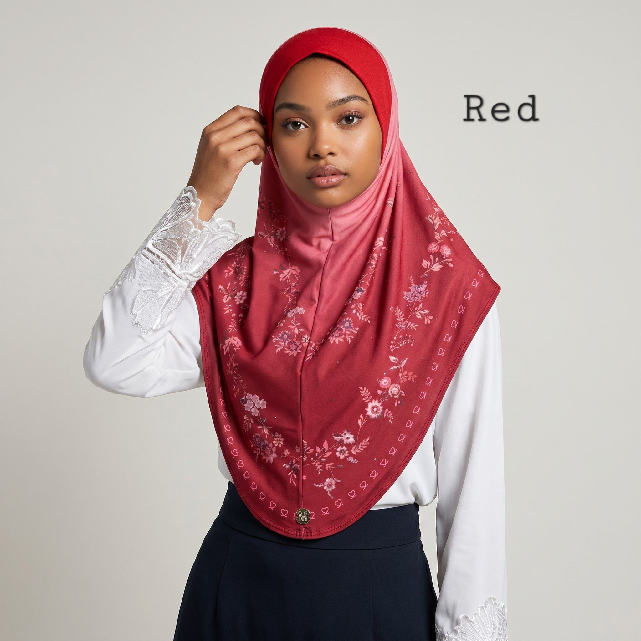 Aisha Floral Two-Tone Instant Hijab