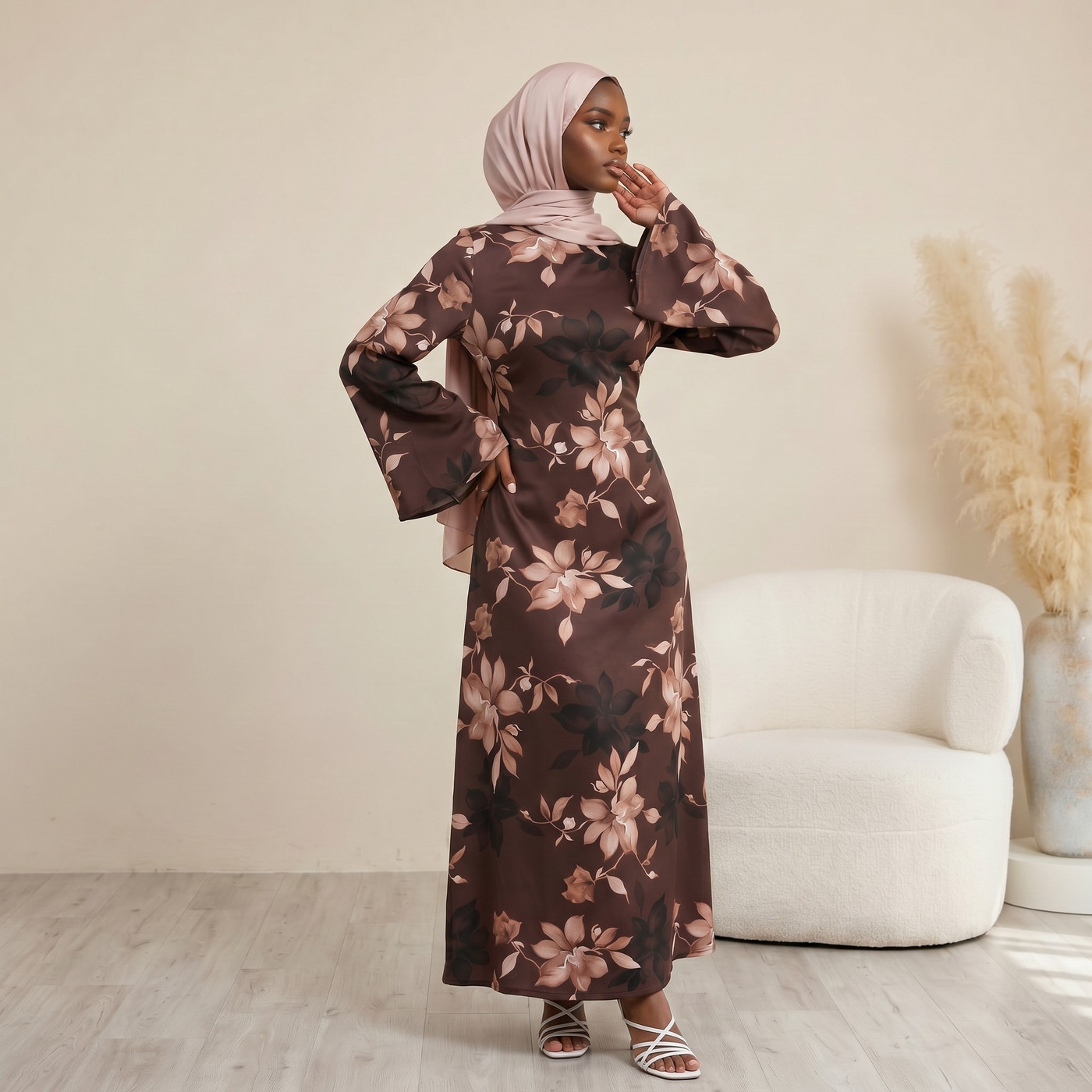 Blossom Maxi Dress featuring bold oversized floral prints
