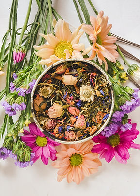 bowl of dried flowers and herbs