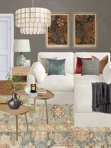 Warm, transitional, earthy lounge with sectional