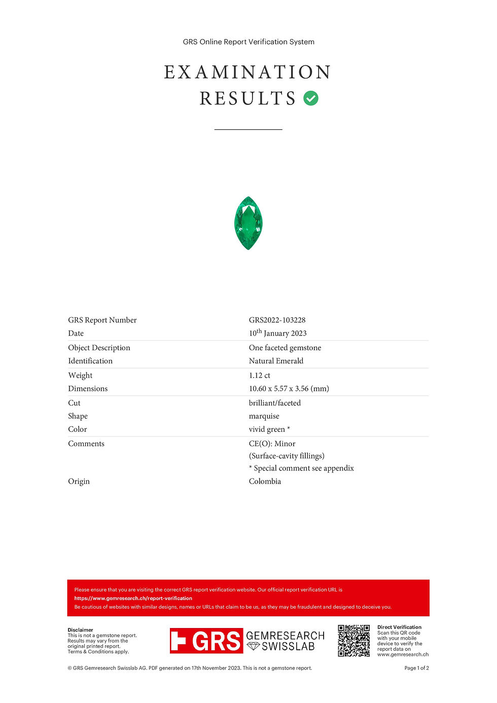 الصورة المصغرة: Minor-Oil Colombian Emerald Muzo 1.12cts