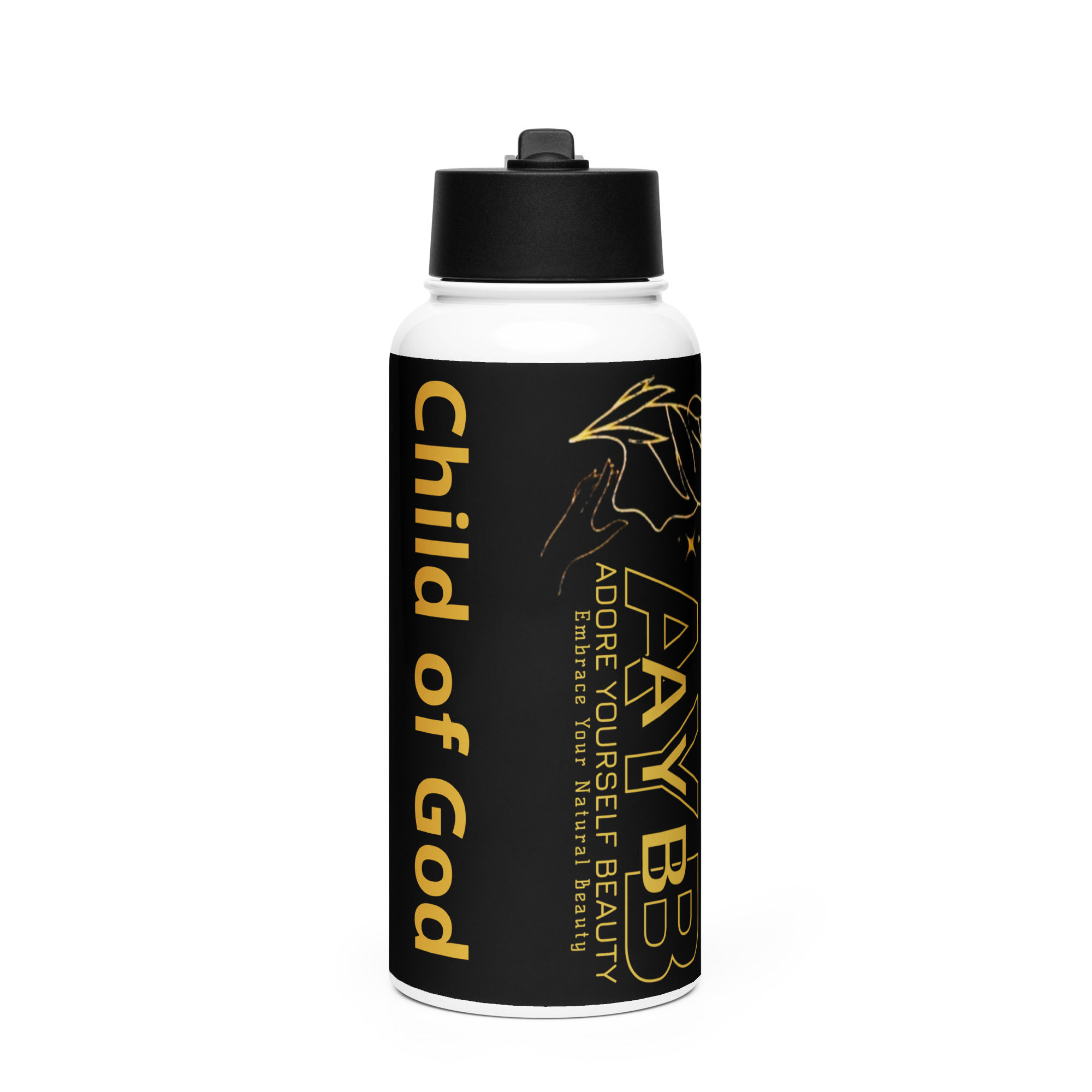 Stainless steel water bottle with a straw lid