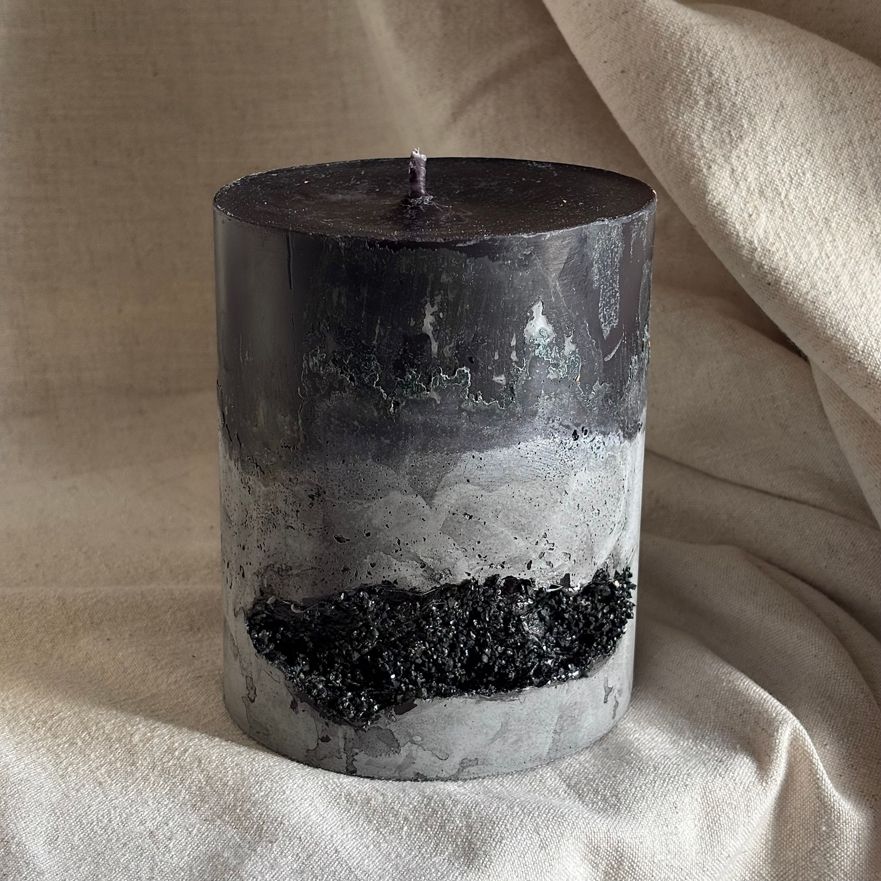 Dominant bold concrete soy candle with Tobacco & Leather fragrance
