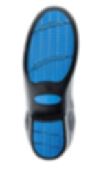 Non Slip sole view of Rideline Black Riding Boot with HARD TOE™ TECHNOLOGY AND REINFORCED HEEL, KICK SPUR and GRIP-GRID pad