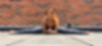 A yoga teacher demonstrating middle splits