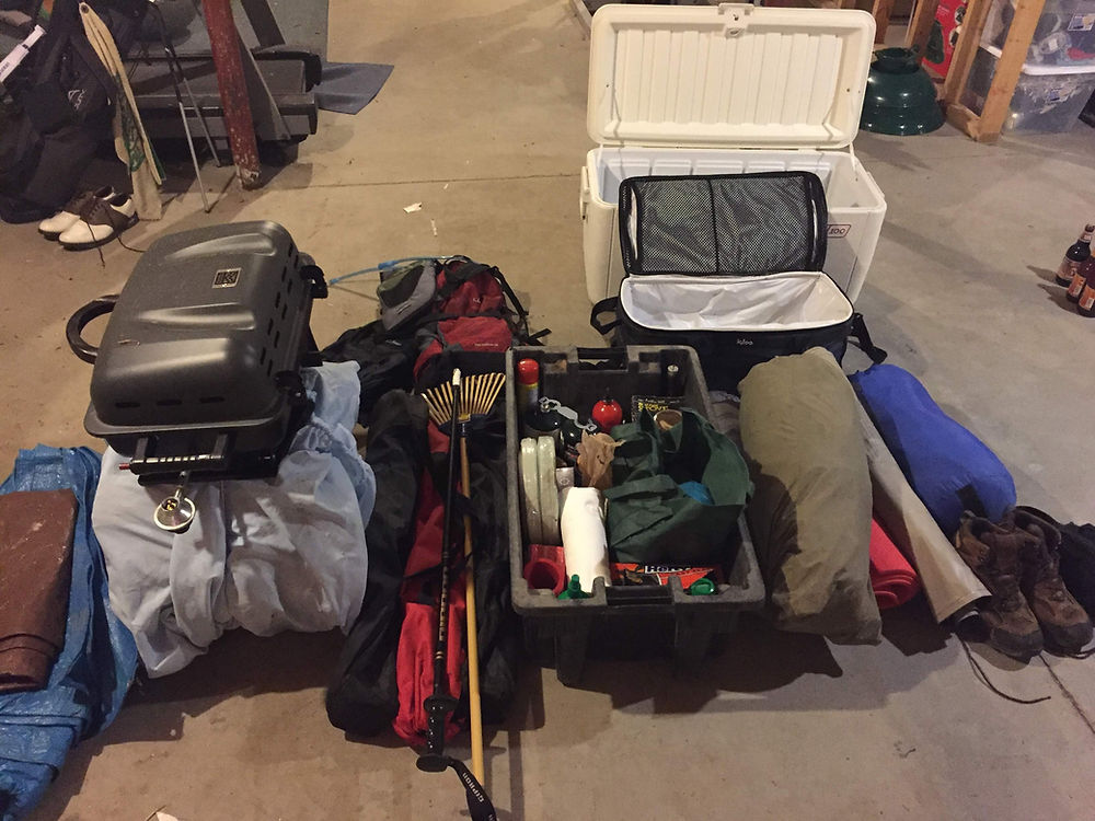 Gear laid out ready to be packed up