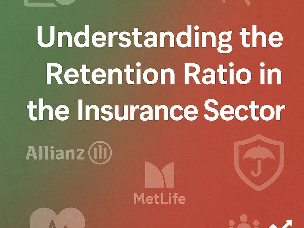 Text on gradient background: "Understanding the Retention Ratio in the Insurance Sector." Logos of Allianz, MetLife, and site URL analystinterview.com.