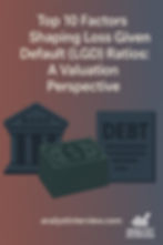 Bank, money, and debt illustrations on a gradient background. Text: Top 10 Factors Shaping Loss Given Default (LGD) Ratios: A Valuation Perspective.
