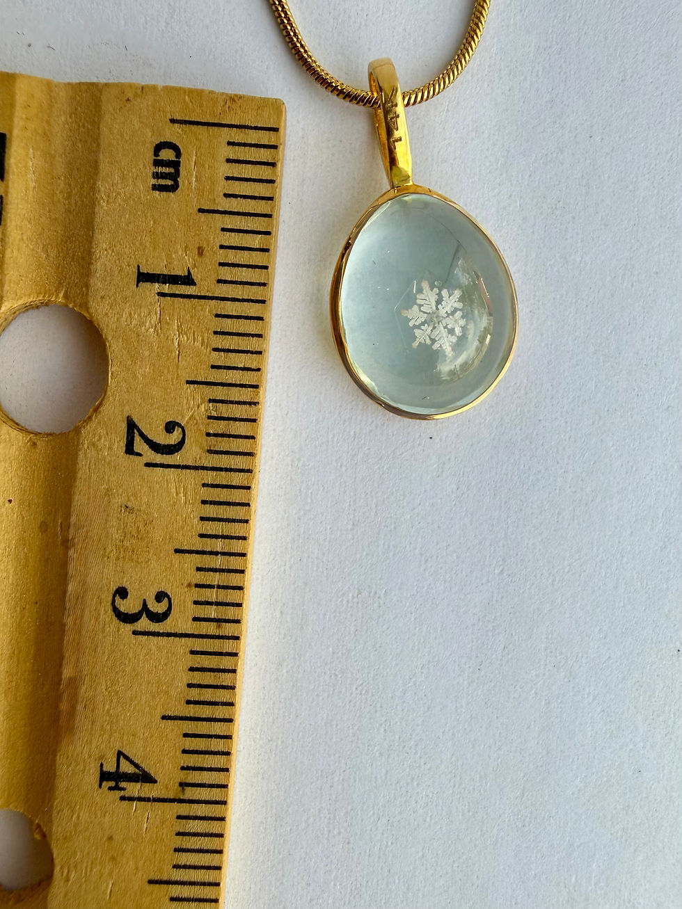 Thumbnail: Pendant-14K Solid Gold/Aquamarine/Preserved Snowflake