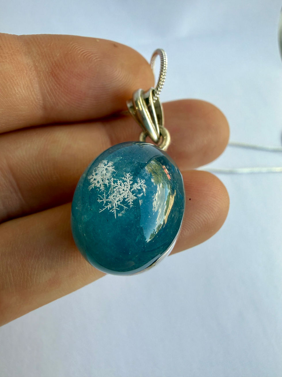 Thumbnail: Pendant-Aquamarine/Preserved Snowflake
