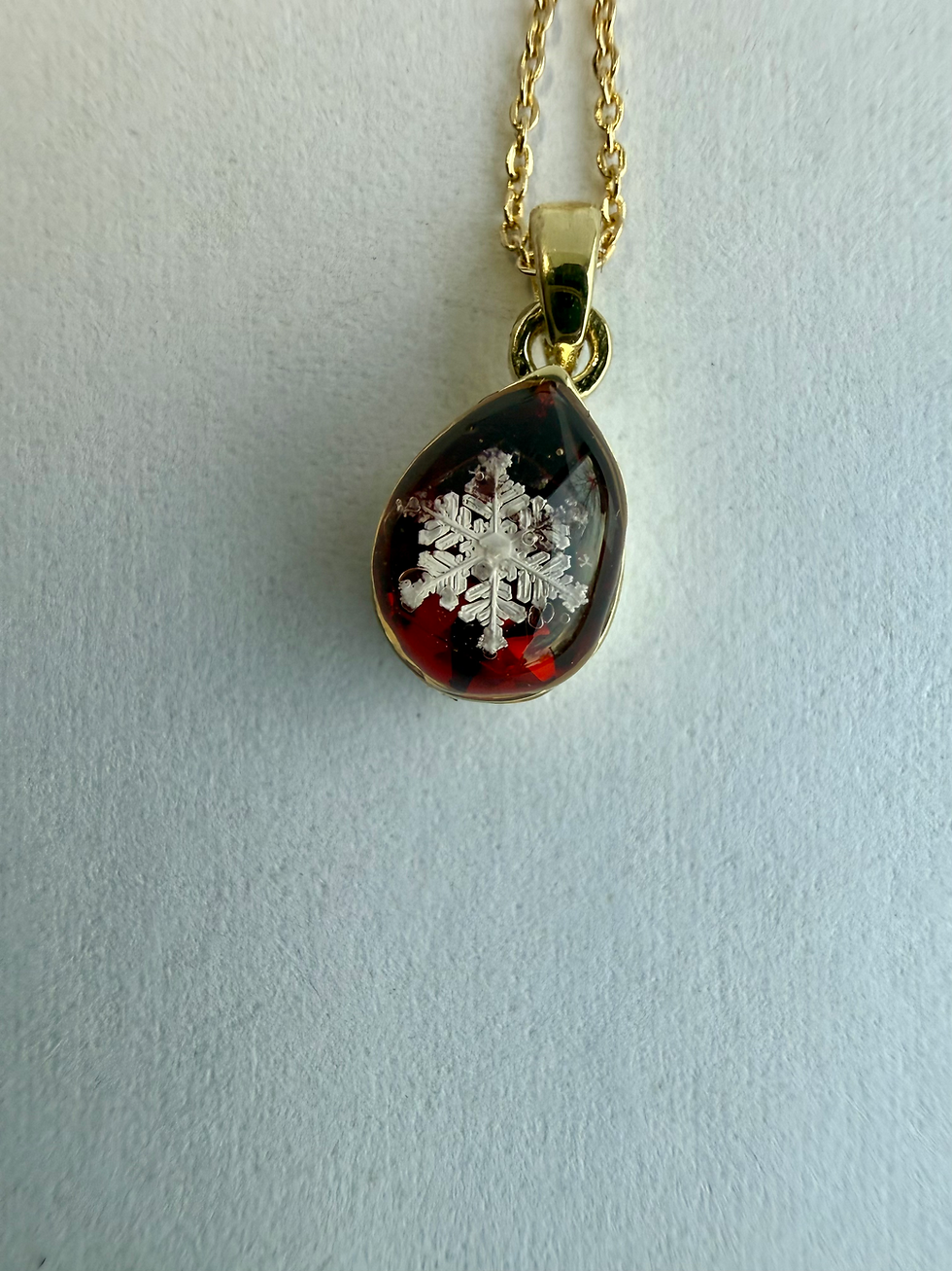 Miniaturbild: Pendant-14K Solid Gold/Garnet/Preserved Snowflake