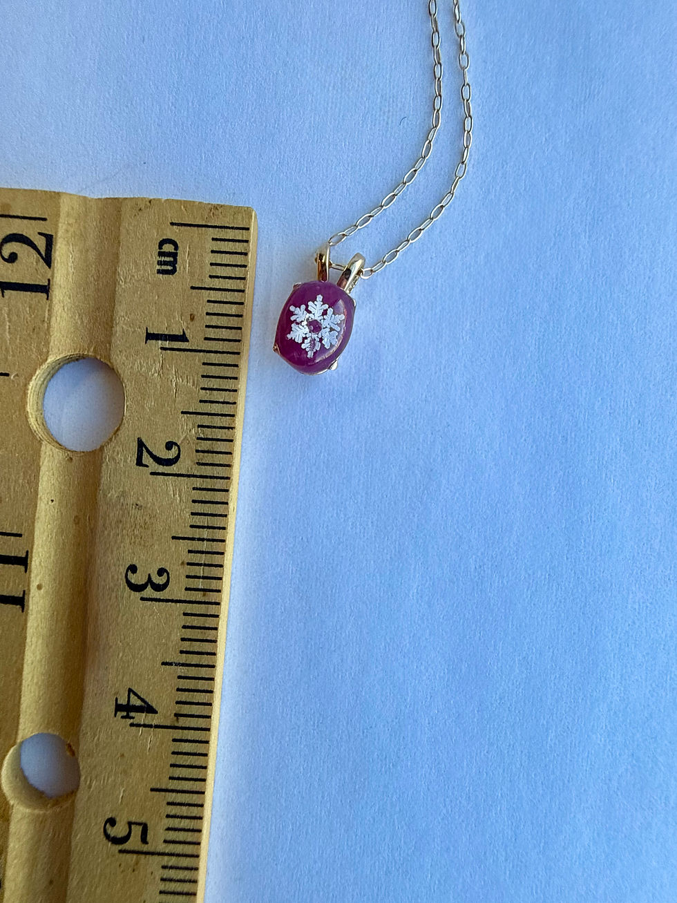 Thumbnail: Pendant-14K Solid Gold/Ruby/Preserved Snowflake