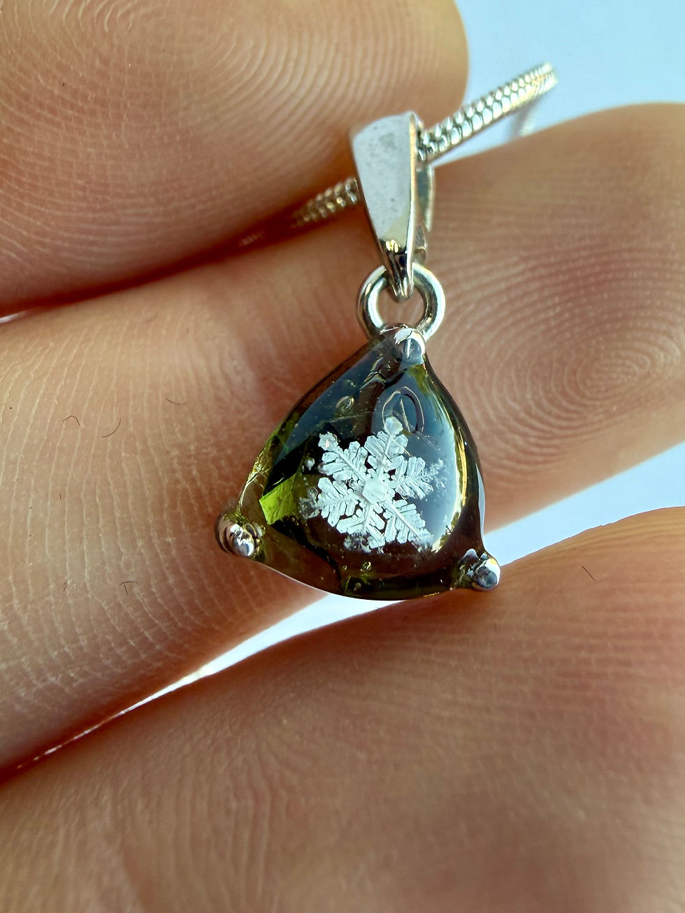 Thumbnail: Pendant-Moldavite/Preserved Snowflake