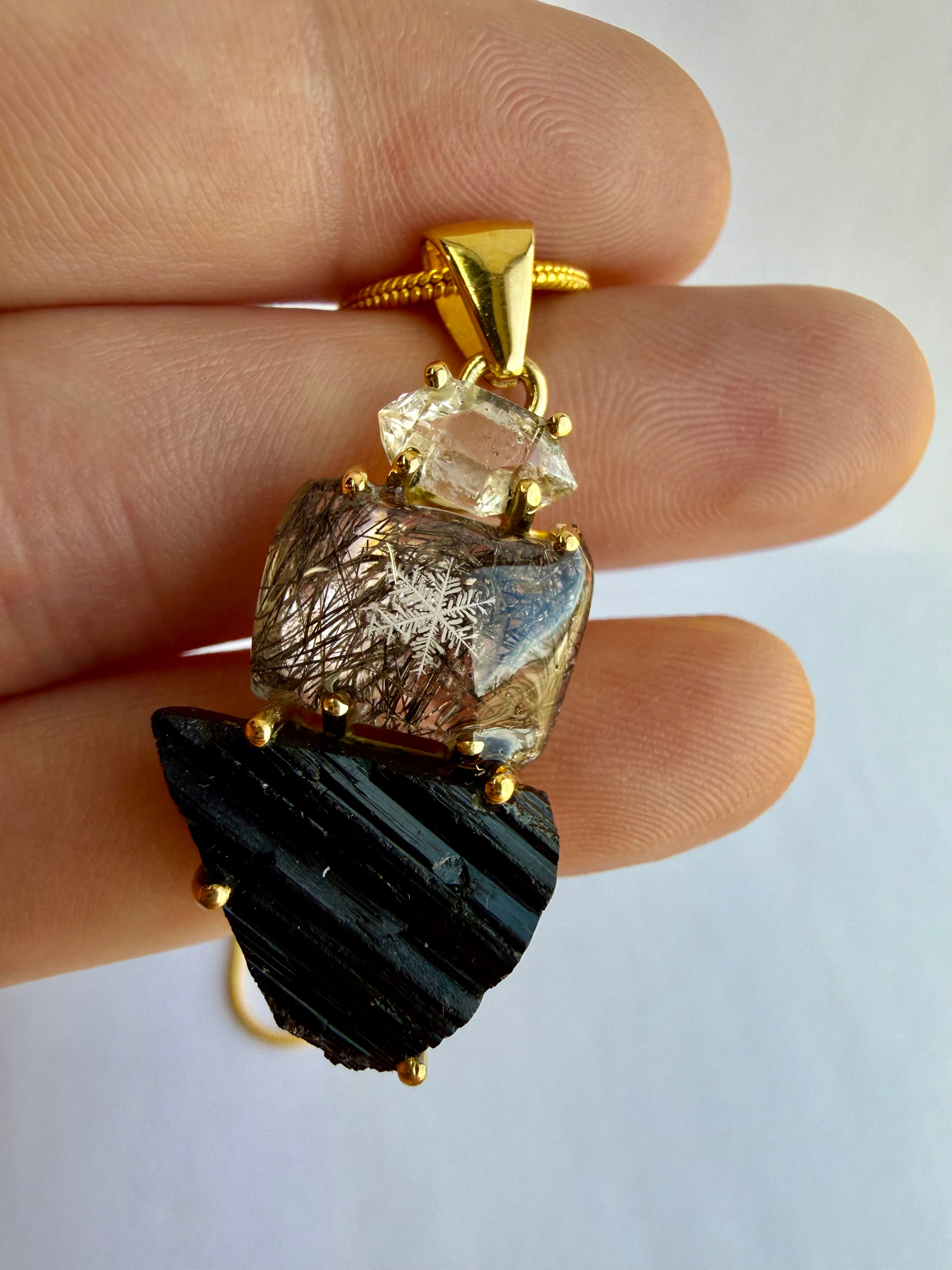 Pendant-Tourmaline/Preserved Snowflake