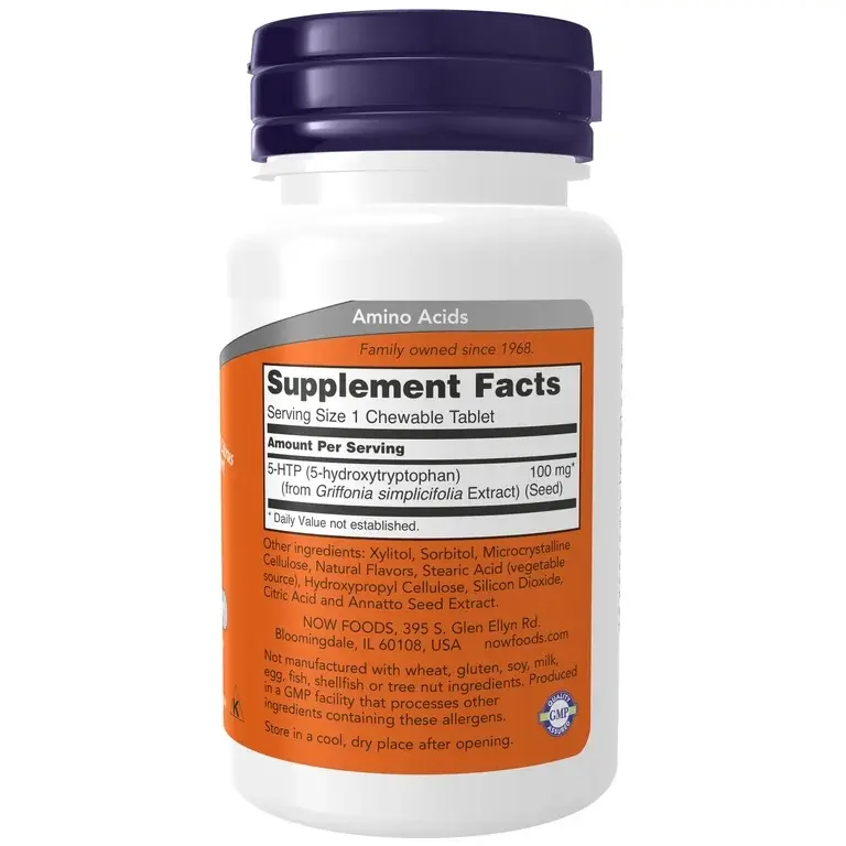 Thumbnail: NOW 5-HTP 100mg 90 Chewables at World Foods Market