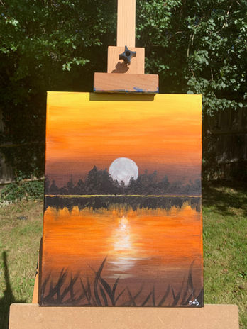 beautiful sunset paint and fizz painting