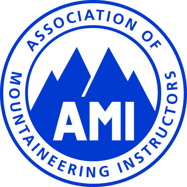 Badge of the Association Of Mountaineering Instructors full members must hold a minimum of Mountaineering & Climbing Instructor Qualification