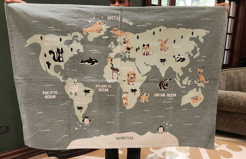 Thumbnail: Cotton Jute Printed Kids Room Rugs 