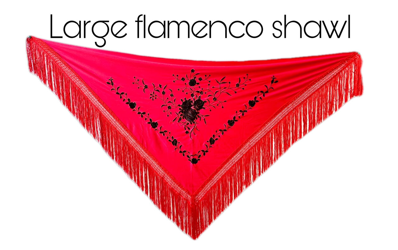 Large Red/Black Flamenco Shawl