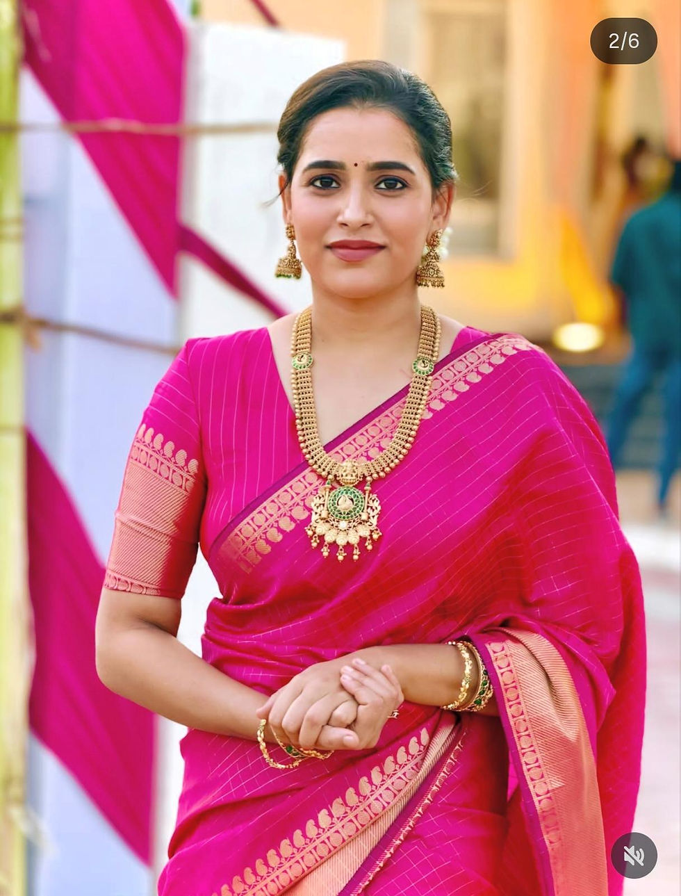 Thumbnail: TSB002--SEMI  BANARASI  SILK SAREE  PINK COLOR BLOUSE
