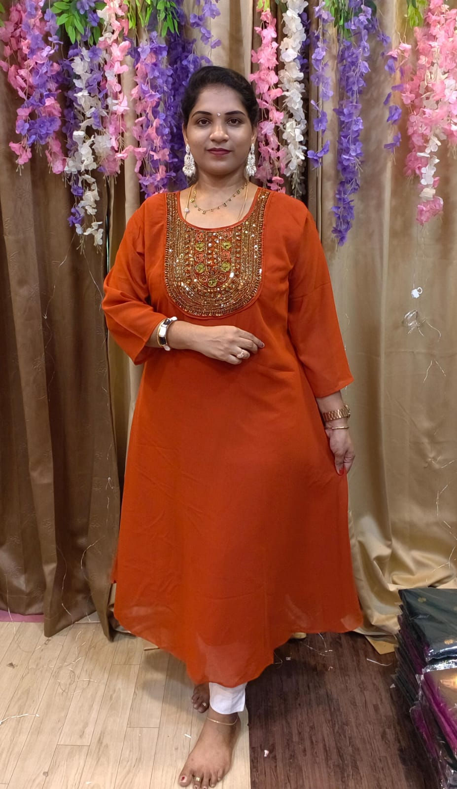 Thumbnail: TGK010----PLUS SIZE GEORGETTE KURTI 