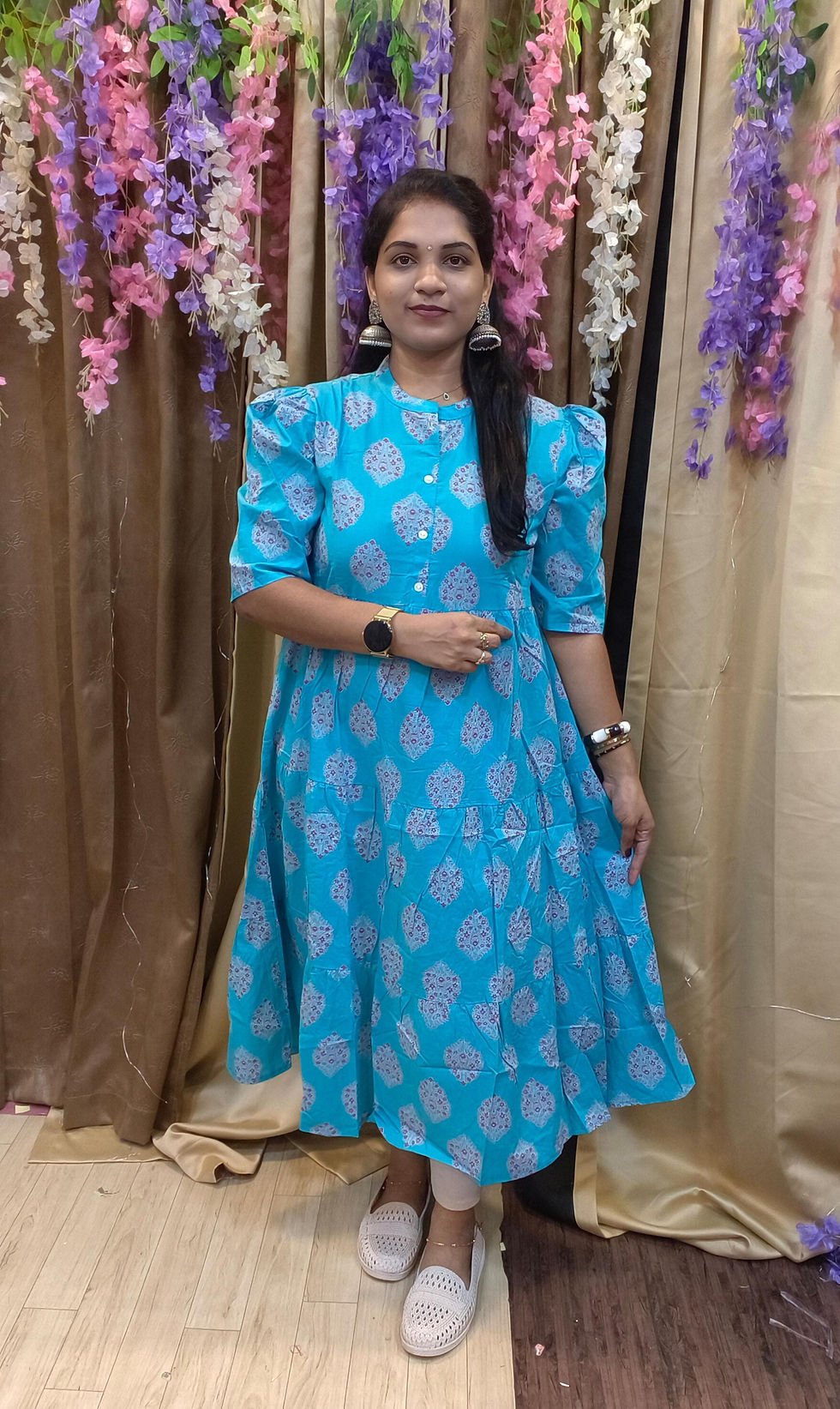 Thumbnail: TMCK02 – - Blue Colour Mul Cotton Kurthi