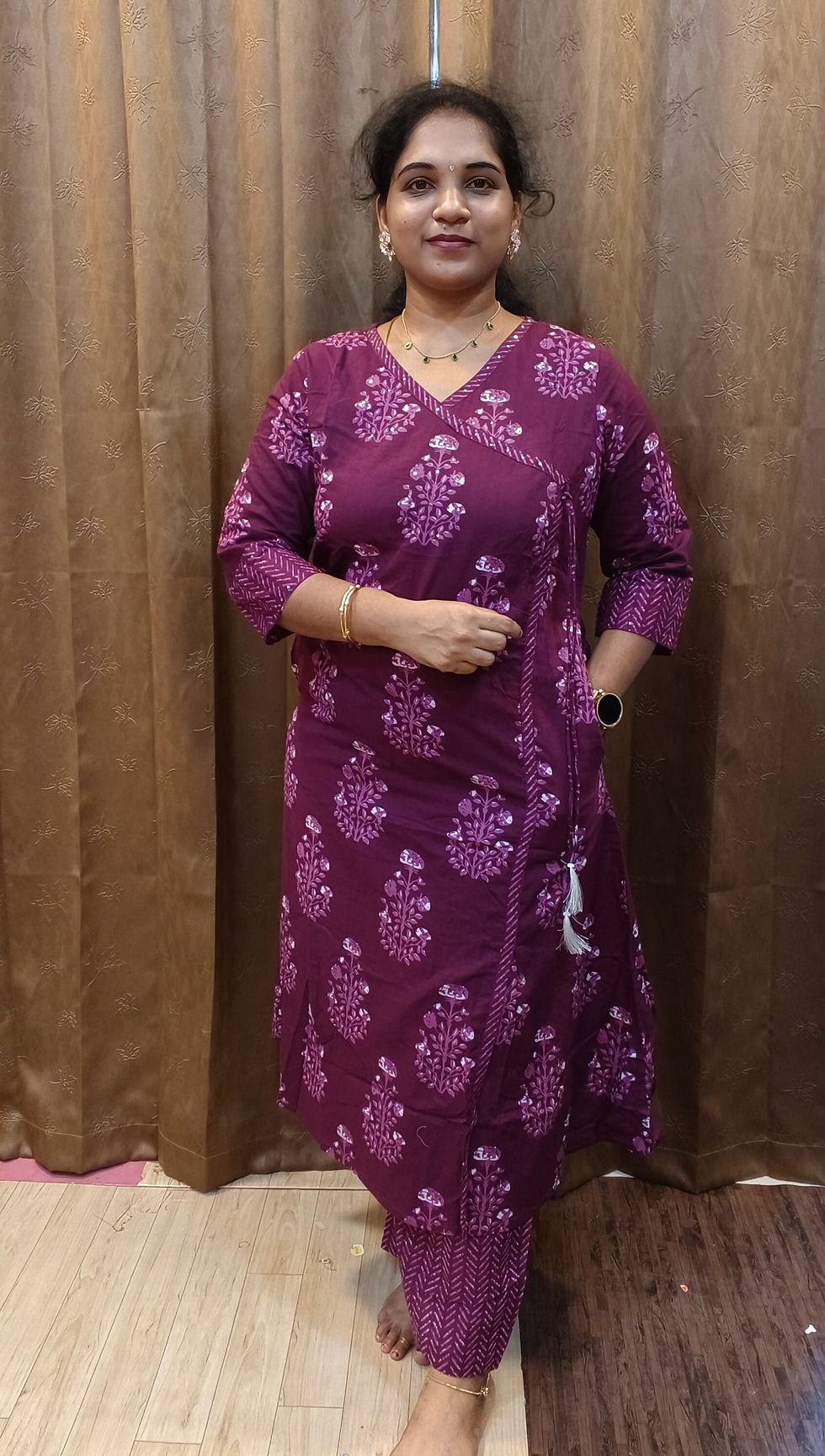 MUL COTTON CO-ORD SET WINE COLOUR