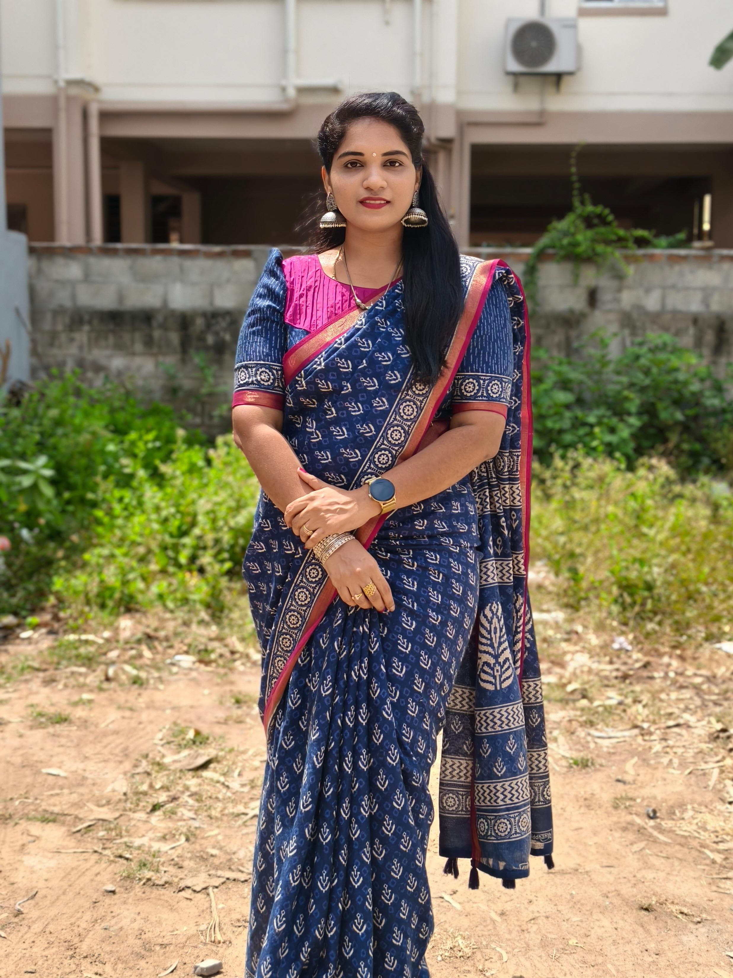 TLC001-LENIN SAREE PINK BORDER