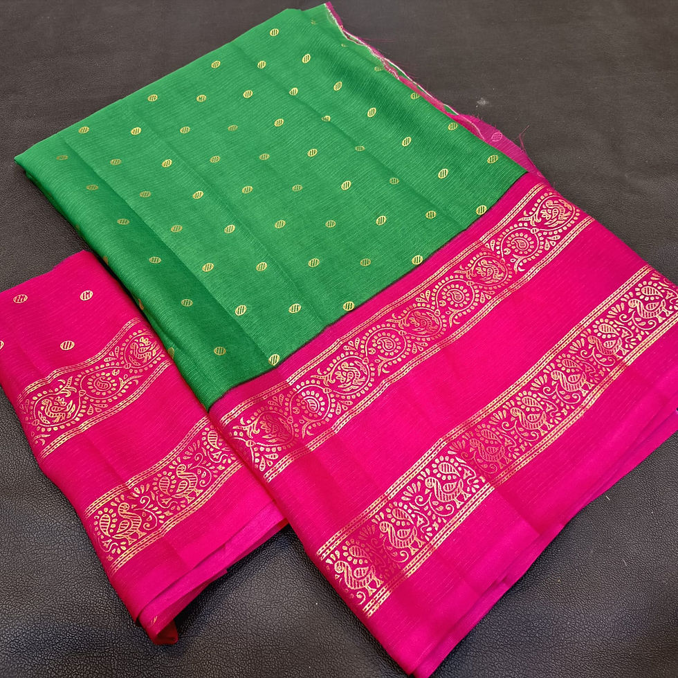 Thumbnail: CRAPE SILK GREEN WITH PINK FOIL PRINT