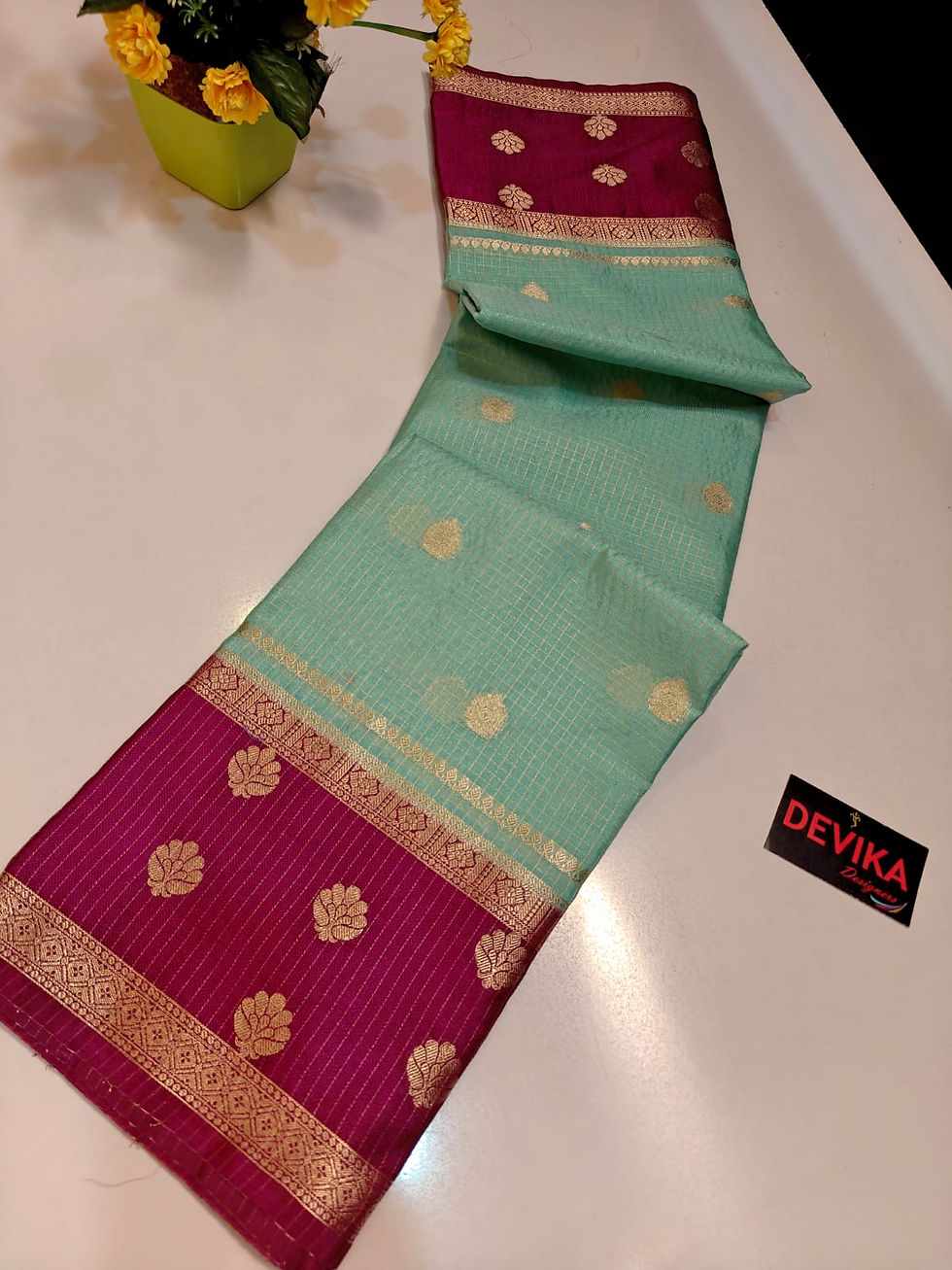 BANARASI WARM SILK SOFT SAREE SKYBLUE WITH WINE